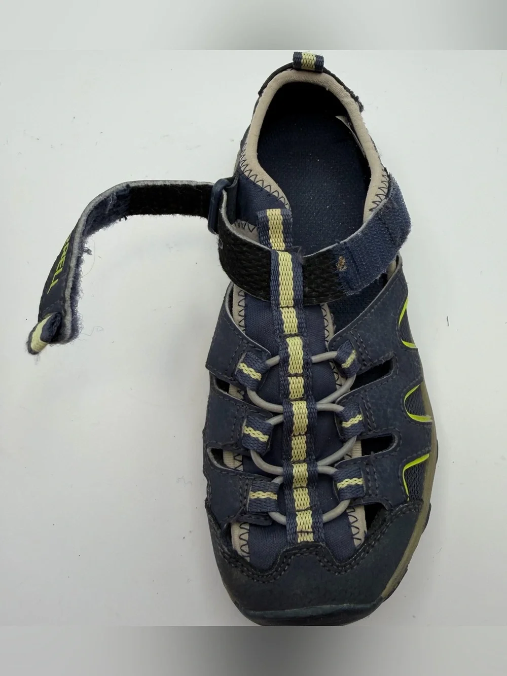 Merrell Hydro H2O Hiker Navy Lime Closed-Toe Sport Sandals Kids Size 2M Gorpcore